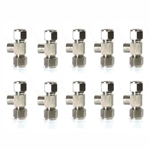 DMBAOD Plattierkupfer 3/8 "OD -Steckeradapter, Kompressionsrohrrohranschluss, gerade Adapter für Kraftstoffluftflüssigkeitsölgas 1/8 internal Thread Three-Way Connector 10 Stücke von DMBAOD