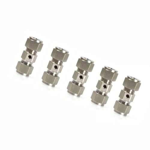 DMBAOD Plattierkupfer 3/8 "OD -Steckeradapter, Kompressionsrohrrohranschluss, gerade Adapter für Kraftstoffluftflüssigkeitsölgas 3/16 Single Hole Connector 5 Stücke von DMBAOD