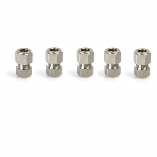 DMBAOD Plattierkupfer 3/8 "OD -Steckeradapter, Kompressionsrohrrohranschluss, gerade Adapter für Kraftstoffluftflüssigkeitsölgas Clog 5 Stücke von DMBAOD