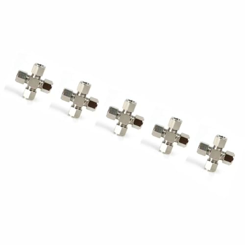 DMBAOD Plattierkupfer 3/8 "OD -Steckeradapter, Kompressionsrohrrohranschluss, gerade Adapter für Kraftstoffluftflüssigkeitsölgas Four-Way Connector 5 Stücke von DMBAOD