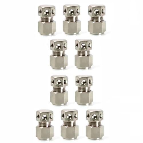 DMBAOD Plattierkupfer 3/8''od -Rohranschluss mit Kunststoffrohr, wasserdicht versiegelten Wasserlinien oder Pneumatik 3/16 Six Hole Clog 10 Stücke von DMBAOD