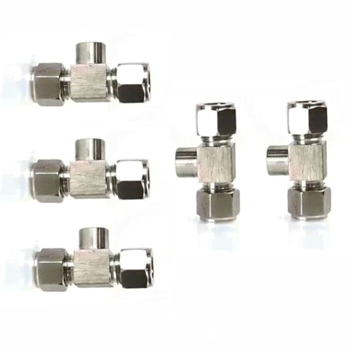 DMBAOD Plattierkupfer -Schlupfstecker für das Nebelsystem, 3/8 -Zoll -Stecker, 1500psi 1/8 internal Thread Three-Way Connector 5 Stücke von DMBAOD