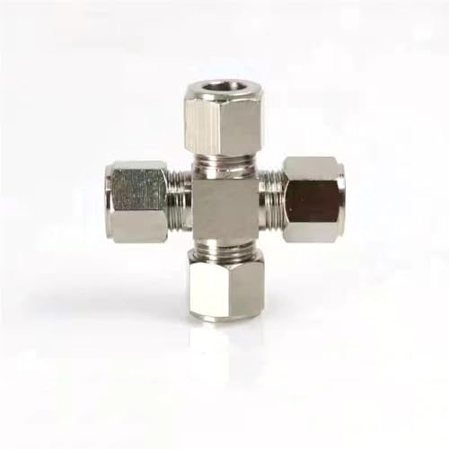 DMBAOD Plattierkupferkompressionsanschluss für das Nebelsystem 3/8 '' (9,52 mm) Stecker, 9,52 mm gerader Doppelspray -Sitz Four-Way Connector 10 Stücke von DMBAOD