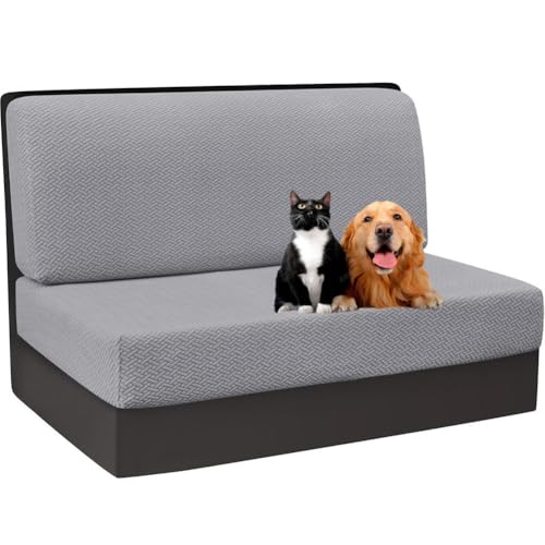 RV-Esszimmerstuhl-Kissenbezüge, dehnbar, RV-Camping-Sofabezüge für Schlafsofa, rutschfeste RV-Sofabezüge für Wohnmobil-Möbel, Bankbezüge 2 Backrest & 2 Bench Covers hellgrau von DMBAOD