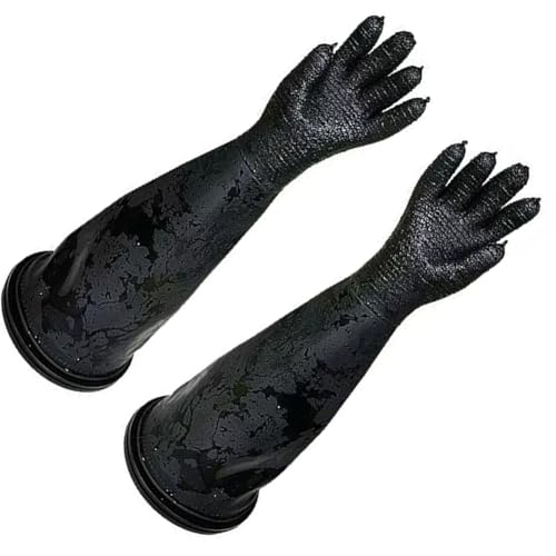 DMBAOD Sandblastenschrankhandschuhe, Sandstrahlblechhandschuhe für Sandblaster Explosion Schleifschrank A pair of 8-inch rubber ring plus glossy gloves (diameter 200mm) Sandblasting gloves von DMBAOD