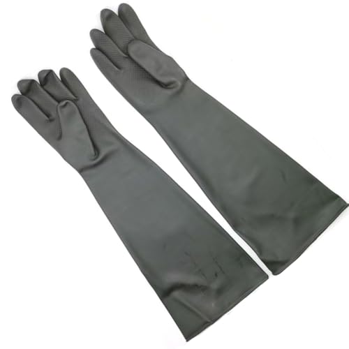 DMBAOD Sandstrahlhandschuhe Gummihandschuhe für die Schutzsicherheitsarbeit von Sandblaster A pair of glossy thin gloves (diameter 150mm) Sandblasting gloves von DMBAOD