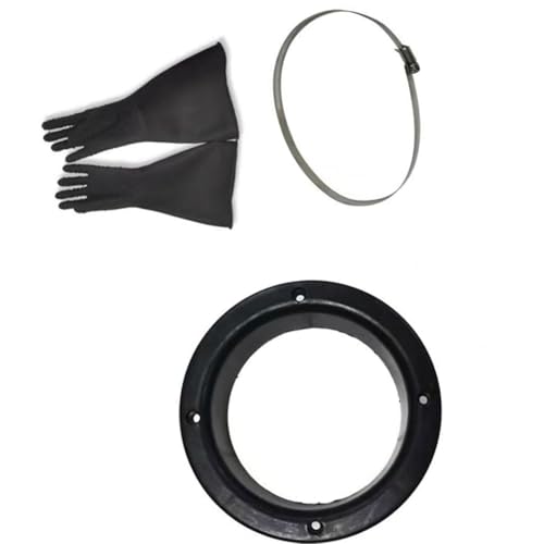 DMBAOD Sandstrahlhandschuhe Sandblasterhandschuhe für Sandblaster Explosionsschrank 6-inch hole ring + lock + particle thick gloves Sandblasting gloves von DMBAOD