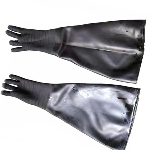 DMBAOD Sandstrahlungshandschuhe für Sandblastenschrank, Sandblasterhandschuhe A pair of wrinkle gloves (diameter 200mm) Sandblasting gloves von DMBAOD