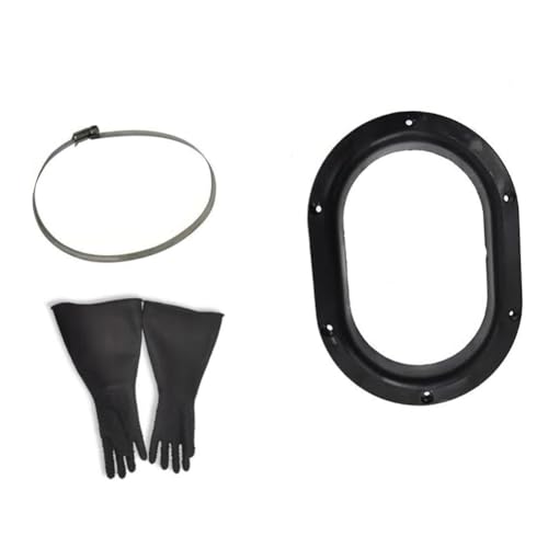 DMBAOD Sandstrahlungshandschuhe für Sandblastenschrank, Sandblasterhandschuhe Oval hole ring + lock + particle thick gloves Sandblasting gloves von DMBAOD