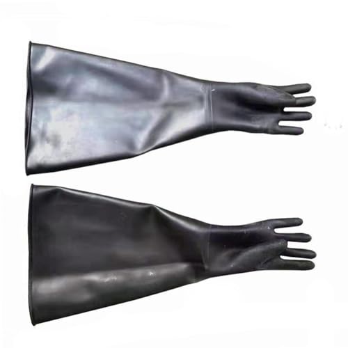 DMBAOD Verdickte Verschleiß-resistente Gummigürtel Granular Grunge Falten Sandstrahlmaschinenhandschuhe Universelle linke und rechte Hände A pair of glossy gloves (diameter 200mm) Sandblasting gloves von DMBAOD