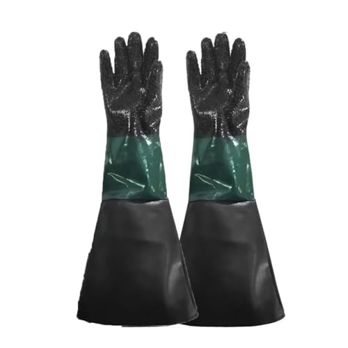 DMBAOD Verdickte Verschleiß-resistente Gummigürtel Granular Grunge Falten Sandstrahlmaschinenhandschuhe Universelle linke und rechte Hände Small green splicing 2 right hand Sandblasting gloves von DMBAOD