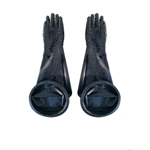 Verdickte Verschleiß-resistente Gummigürtel Granular Grunge Falten Sandstrahlmaschinenhandschuhe Universelle link 6-inch rubber ring + one pair of granular gloves (diameter 200mm) Sandblasting gloves von DMBAOD