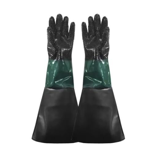 Verdickte Verschleiß-resistente Gummigürtel Granular Grunge Falten Sandstrahlmaschinenhandschuhe Universelle linke und rechte Hände A pair of small particles green splicing gloves Sandblasting gloves von DMBAOD