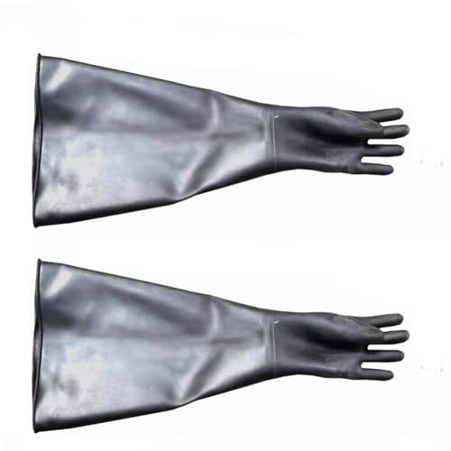 Verdickte Verschleiß-resistente Gummigürtel Granular Grunge Falten Sandstrahlmaschinenhandschuhe Universelle linke und rechte Hände Glossy gloves with left hand 2 (diameter 200mm) Sandblasting gloves von DMBAOD