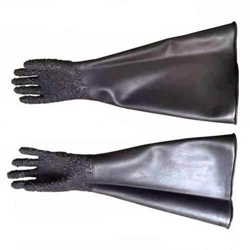Verdickte Verschleiß-resistente Gummigürtel Granular Grunge Falten Sandstrahlmaschinenhandschuhe Universelle linke und rechte Hände One pair of pellet gloves (diameter 200mm) Sandblasting gloves von DMBAOD