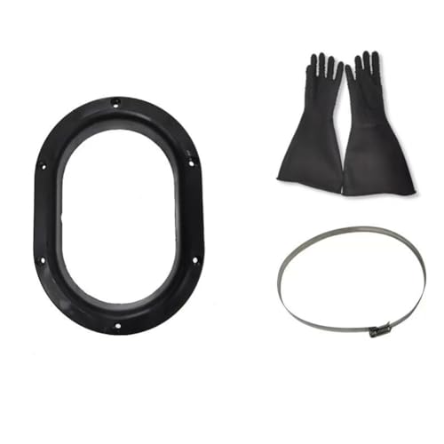 Verdickte Verschleiß-resistente Gummigürtel Granular Grunge Falten Sandstrahlmaschinenhandschuhe Universelle linke und rechte Hände Oval hole ring + lock + particle thick gloves Sandblasting gloves von DMBAOD