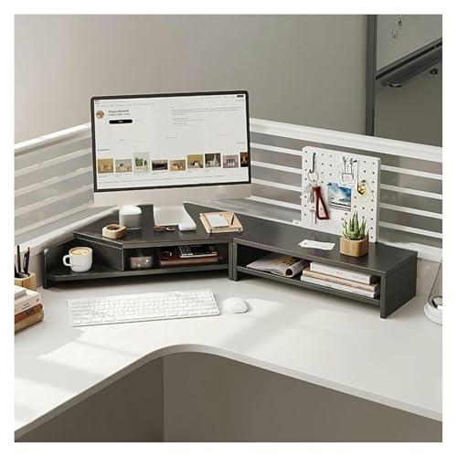 DMBBSAPBSH Eck-Monitorständer aus Holz, Eck Monitorständer, Computermonitorständer, Eck-Tisch-Computer-Organizer for L-förmige Schreibtische, TV-Ständer-Riser(Black) von DMBBSAPBSH