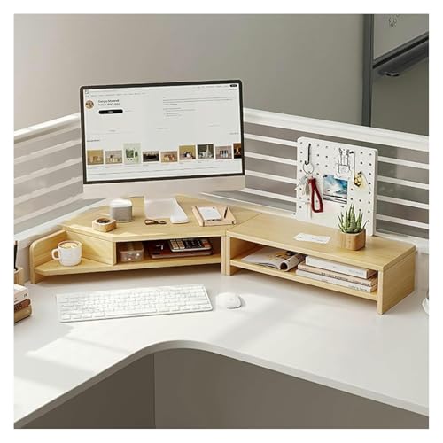 DMBBSAPBSH Eck-Monitorständer aus Holz, Eck Monitorständer, Computermonitorständer, Eck-Tisch-Computer-Organizer for L-förmige Schreibtische, TV-Ständer-Riser(Brown) von DMBBSAPBSH