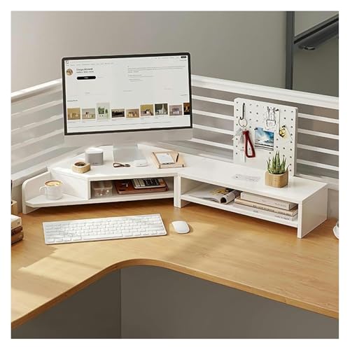 DMBBSAPBSH Eck-Monitorständer aus Holz, Eck Monitorständer, Computermonitorständer, Eck-Tisch-Computer-Organizer for L-förmige Schreibtische, TV-Ständer-Riser(White) von DMBBSAPBSH