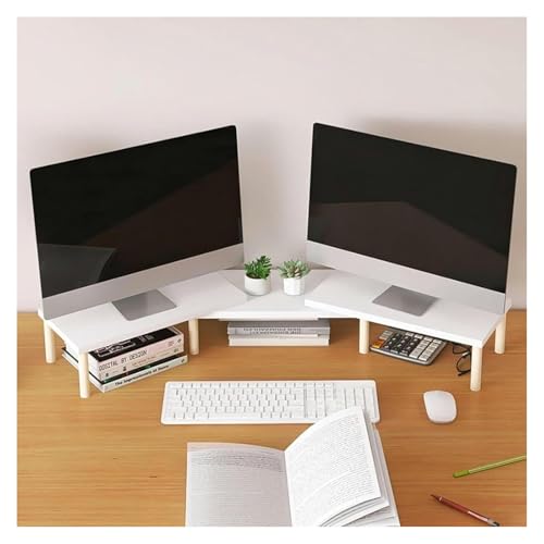 DMBBSAPBSH Eck-Monitorständer aus Holz, Eck Monitorständer, Dual-Monitor-Ständer, Längenverstellbares Eckregal aus Holz for den Schreibtisch, Regal zur Organisation des Schreibtischs(H 7.7 cm (3")) von DMBBSAPBSH