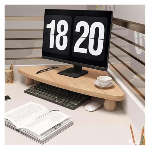 DMBBSAPBSH Eck-Monitorständer aus Holz, Eck Monitorständer, Eckmonitorständer, dreieckiger Schreibtischständer aus Holz for Computermonitore, Desktop-Aufbewahrungsregal for das Home Office(Natural) von DMBBSAPBSH