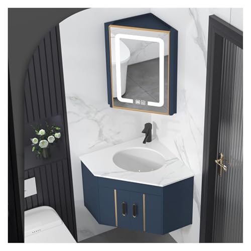 DMBBSAPBSH Eckwaschbecken mit Unterschrank, Eckbadezimmer-Waschtisch mit Waschbecken und Spiegelschrank, Design eines wandmontierten Waschbeckens(White Blue) von DMBBSAPBSH