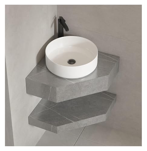 DMBBSAPBSH Eckwaschbecken mit Unterschrank, Eckbadezimmer-Waschtisch mit schwimmendem, an der Wand befestigtem kleinen Waschtisch(Grey,60cm/23.6in) von DMBBSAPBSH