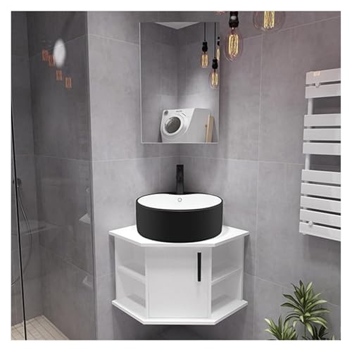 DMBBSAPBSH Eckwaschbecken mit Unterschrank, Eckwaschbecken-Kombination mit Spiegelschrank, an der Wand montierter schwebender Schrank for kleine Räume(51CM/20IN) von DMBBSAPBSH