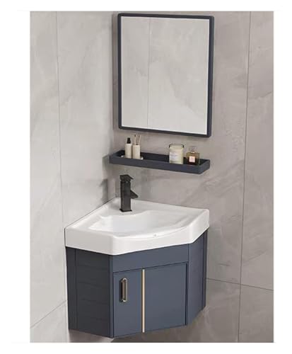 DMBBSAPBSH Eckwaschbecken mit Unterschrank, Waschbeckenunterschrank for kleine Räume, Eckwaschtisch zur Wandmontage mit Waschbecken und Handwaschbecken(Blue,38cm/14.9in) von DMBBSAPBSH