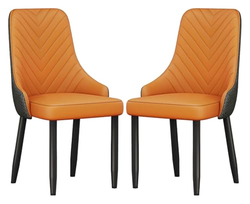 DMBBSAPBSH Esszimmerstuhl, Esszimmerstühle, Esszimmerstühle 2er-Set, Küchenstühle mit hoher Rückenlehne, Sitzfläche aus PU-Leder und Metallrahmen(Orange) von DMBBSAPBSH