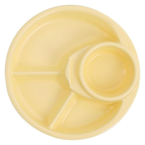 DMBBSAPBSH Geteilte Teller mit Unterteilung, Essteller aus Keramik, runde, unterteilte Servierplatte for eine ausgewogene Mahlzeit(Yellow) von DMBBSAPBSH
