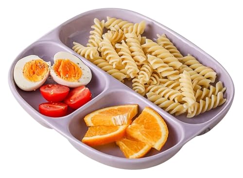 DMBBSAPBSH Geteilte Teller mit Unterteilung, Keramik-Essteller mit 3 Fächern, unterteilte Platte for Gemüse/Obst/Pasta(Purple) von DMBBSAPBSH