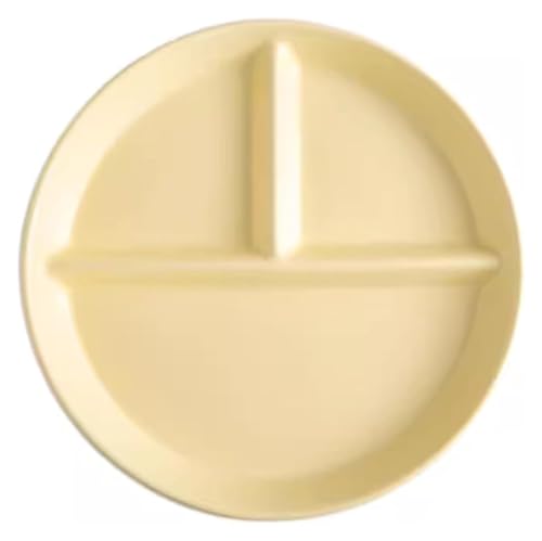 DMBBSAPBSH Geteilte Teller mit Unterteilung, Runde, unterteilte Essteller, Essteller mit Unterteilung(Yellow,2Pcs) von DMBBSAPBSH
