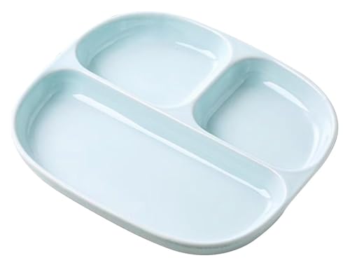 DMBBSAPBSH Geteilte Teller mit Unterteilung, Unterteilte Keramikplatte, Portionskontrolltablett for Getreide/Gemüse/Obst(Blue) von DMBBSAPBSH