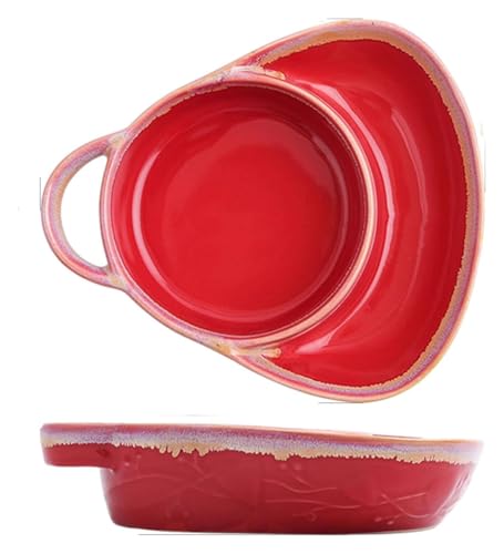 DMBBSAPBSH Geteilte Teller mit Unterteilung, Unterteilte Speiseteller, Der Diät-Kontrollteller, Unterteilte Servierplatte Keramik(Red Wine) von DMBBSAPBSH