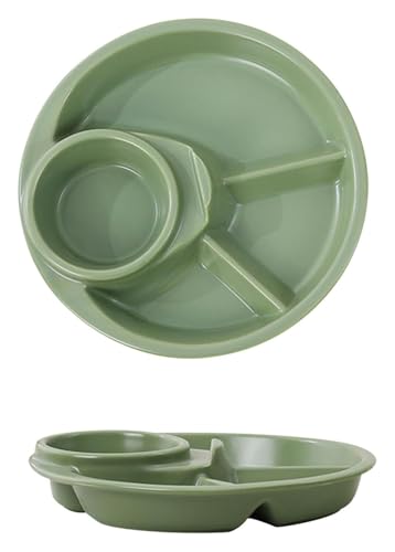 DMBBSAPBSH Geteilte Teller mit Unterteilung, Unterteilter Essteller aus Keramik mit Abschnitten zur einfachen Portionskontrolle(Green) von DMBBSAPBSH