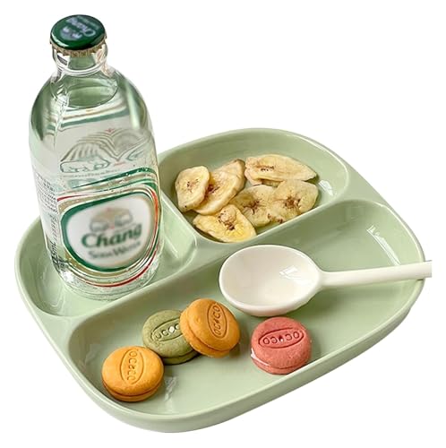 DMBBSAPBSH Geteilte Teller mit Unterteilung, Unterteilter Keramikteller mit 3 Abschnitten, Portionskontrollteller for Proteine/Gemüse/Obst(Green) von DMBBSAPBSH
