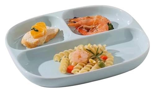 DMBBSAPBSH Geteilte Teller mit Unterteilung, Unterteilter Speiseteller mit 3 Abschnitten, Servierplatte for Gemüse, Obst und Snacks, Aufbewahrungstablett for Lebensmittel for zu Hause(Blue) von DMBBSAPBSH