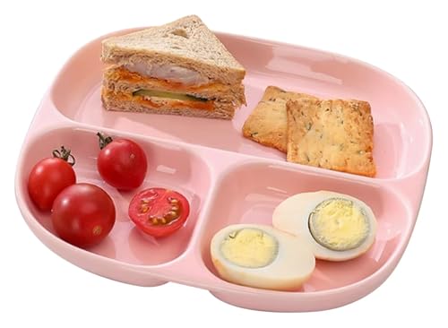 DMBBSAPBSH Geteilte Teller mit Unterteilung, Unterteilter Speiseteller mit 3 Abschnitten, Servierplatte for Gemüse, Obst und Snacks, Aufbewahrungstablett for Lebensmittel for zu Hause(Pink) von DMBBSAPBSH