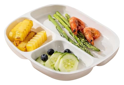 DMBBSAPBSH Geteilte Teller mit Unterteilung, Unterteilter Speiseteller mit 3 Abschnitten, Servierplatte for Gemüse, Obst und Snacks, Aufbewahrungstablett for Lebensmittel for zu Hause(White) von DMBBSAPBSH