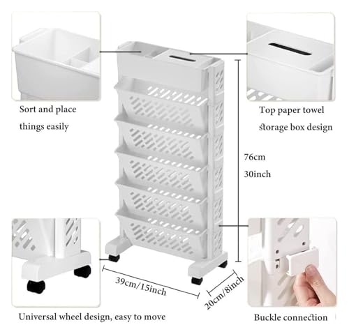 DMBBSAPBSH Mobiles Bücherregal, Bewegliches Bücherregal, Multifunktionales Bücherregalregal Zeitschriftenablage-Organizer(6 Tier) von DMBBSAPBSH