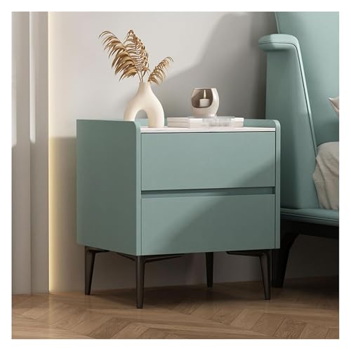 DMBBSAPBSH Nachttisch, Nachtschrank, Nachttisch-Endseiten-Speicher-Kabinett des Faux-Marmor-Leders for Schlafzimmer(Blue,40x40x48cm) von DMBBSAPBSH