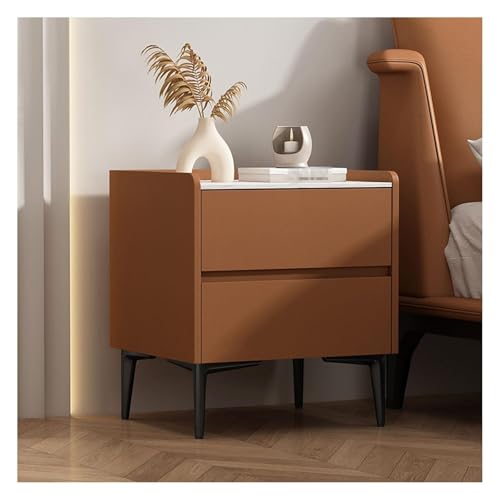 DMBBSAPBSH Nachttisch, Nachtschrank, Nachttisch-Endseiten-Speicher-Kabinett des Faux-Marmor-Leders for Schlafzimmer(Brown,35x40x48cm) von DMBBSAPBSH