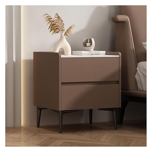 DMBBSAPBSH Nachttisch, Nachtschrank, Nachttisch-Endseiten-Speicher-Kabinett des Faux-Marmor-Leders for Schlafzimmer(Coffee,50x40x48cm) von DMBBSAPBSH