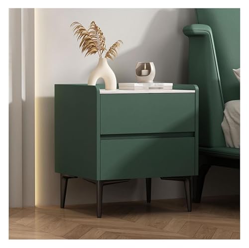 DMBBSAPBSH Nachttisch, Nachtschrank, Nachttisch-Endseiten-Speicher-Kabinett des Faux-Marmor-Leders for Schlafzimmer(Green1,50x40x48cm) von DMBBSAPBSH