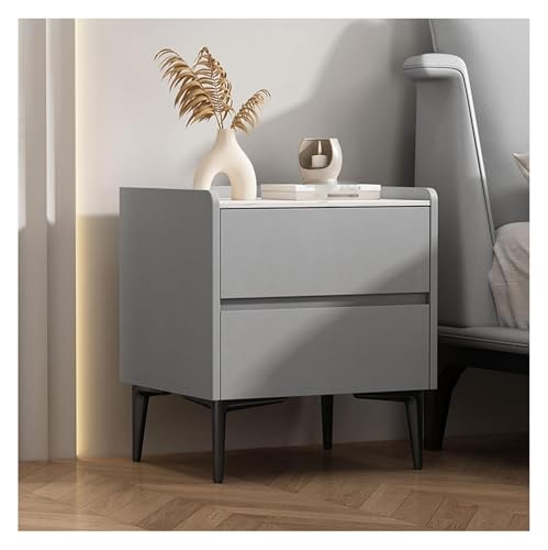 DMBBSAPBSH Nachttisch, Nachtschrank, Nachttisch-Endseiten-Speicher-Kabinett des Faux-Marmor-Leders for Schlafzimmer(Grey,35x40x48cm) von DMBBSAPBSH