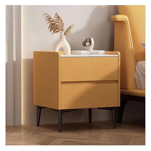 DMBBSAPBSH Nachttisch, Nachtschrank, Nachttisch-Endseiten-Speicher-Kabinett des Faux-Marmor-Leders for Schlafzimmer(Orange1,30x40x48cm) von DMBBSAPBSH