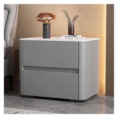 DMBBSAPBSH Nachttisch, Nachtschrank, Nachttisch aus Kunstleder mit Marmormuster, for Schlafzimmer, Nachttisch(Grey,40x40x50cm) von DMBBSAPBSH