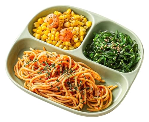 DMBBSAPBSH Porzellan Mittagessen Teller, Essteller-Set, geteilte Keramikplatte mit Portionskontrolle(Green) von DMBBSAPBSH