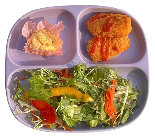 DMBBSAPBSH Porzellan Mittagessen Teller, Essteller-Set, geteilte Keramikplatte mit Portionskontrolle(Purple) von DMBBSAPBSH
